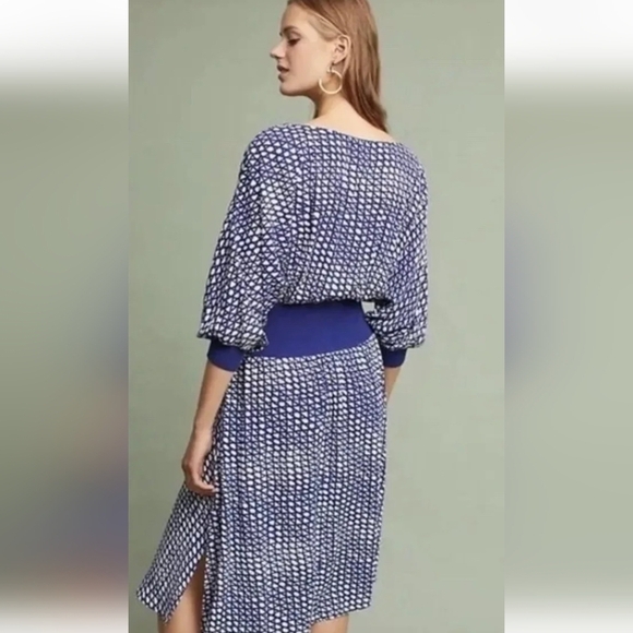 Maeve Blue and White Midi Dress - Picture 2 of 9